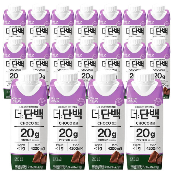 빙그레 더단백 드링크 초코 250ml 18개 / 단백질 프로틴 보충 음료