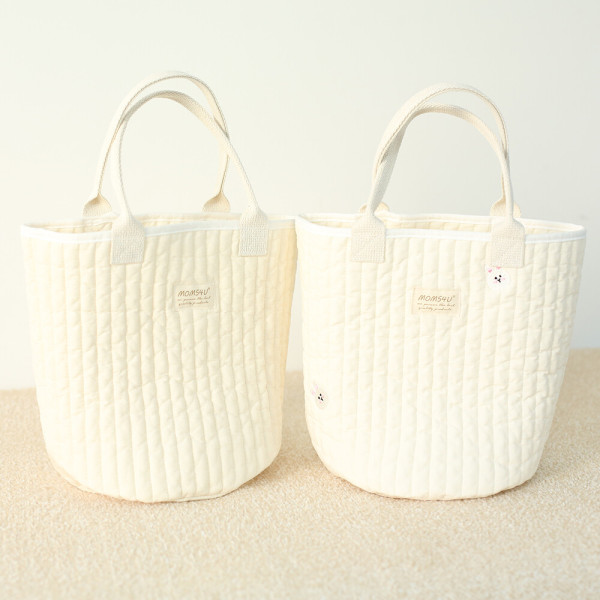 M4U 맘스포유 패브릭 100수 누빔 자수 토트백 바구니 마켓백 보관함 바스켓 유모차정리함