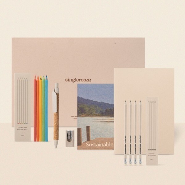 싱글룸 친환경 문구5종 선물세트 (그린내) 학교행사 입학 졸업 환경교육 기념품 키트